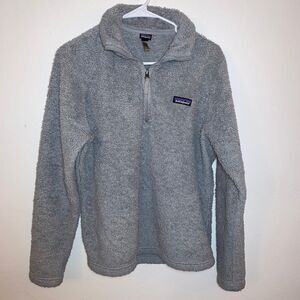 Patagonia Los Gatos Women’s 1/4 Quarter Zip Grey Medium Soft Cozy Sherpa Hiking